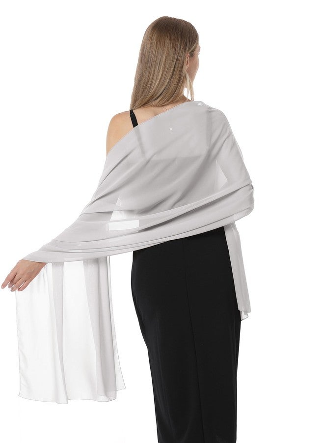Hotshawl Chiffon Shawls and Wraps for Evening Dresses Women Elegant Soft Scarf Bridal Scarve Wedding Stole (Silver, One Size) - Image 5